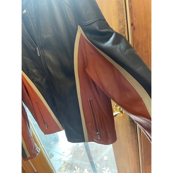 Wilsons‎ Leather M Julian Jacket XL Black Brown Striped Motorcycle Biker - Picture 6 of 8